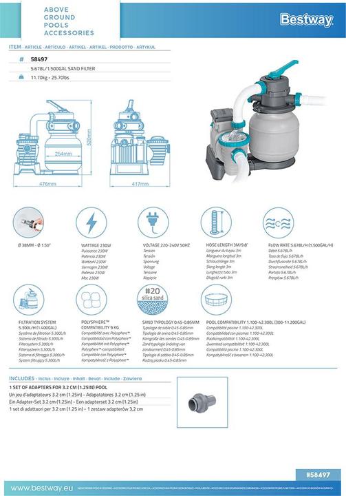 Produktbild Bestway Sandfilteranlage 6.056 l/h