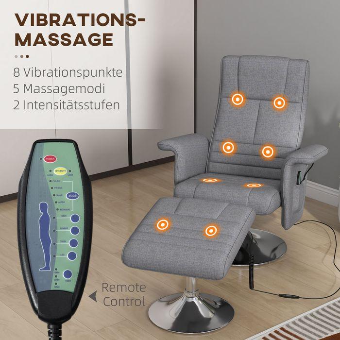 Immagine prodotto Swisshandel24 TV poltrona poggiapiedi funzione reclinabile elettrica vibrazione massaggio telecomando lino look