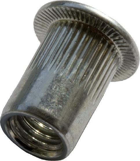 Pull-Link 02ST01F06012 Écrou à sertir en aveugle Acier CK moleté M6 0,5-3,0 50 pièces (50 pcs)