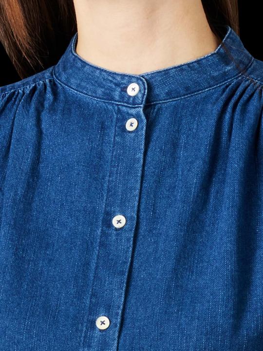 Actual product image Marc O'Polo Long Sleeve Blouse Stand Up Collar mid blue (XS)