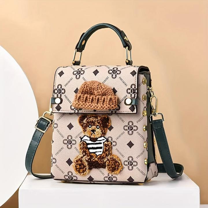Produktbild Only-Bags.Store Mini-Rucksack Geldbörse, PU-Leder, niedliche Teddybär-Design, Handy-Tasche, stilvolle Handtasche