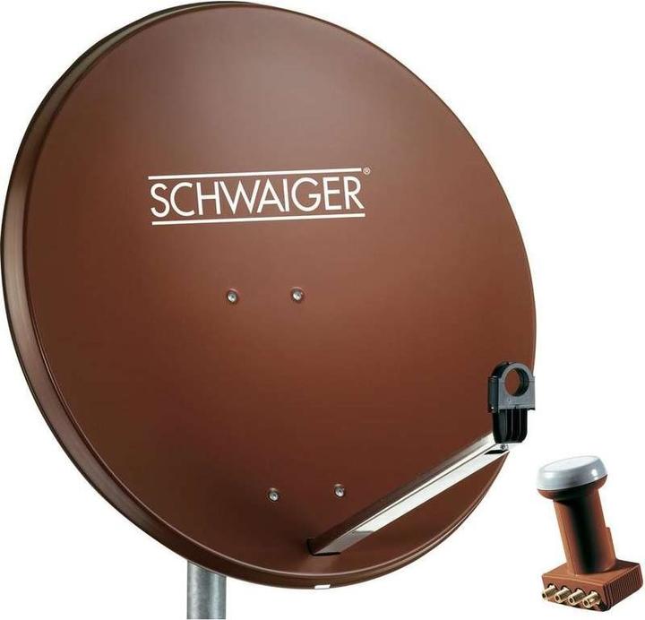 Produktbild Schwaiger SAT Anlage 80 cm 4 Teilnehmer Quad-LNB (mit Switch) Ziegel-Rot (Parabolantenne, 38.50 dB, DVB-S / -S2)