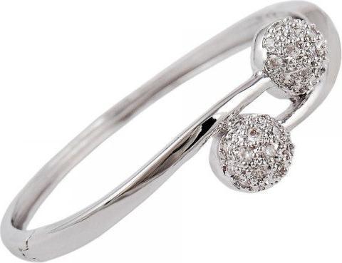 Immagine prodotto Hermex LUSSO Bracciale Bangle Placcato Platino Charms Zirconia - Platino (Lega di rame-nichel)