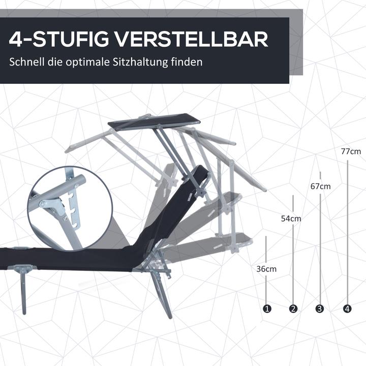 Actual product image Outsunny Sun lounger with sunshade (187 cm)
