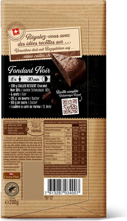 Produktbild Cailler Dessert 80% Dunkle Schokolade Tafel (200 g)