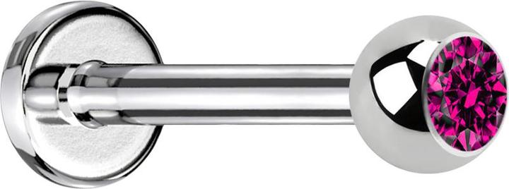 Produktbild Star Piercing Labret silber mit Kugel Kristall fuchsia (ohne Messing, Chirurgenstahl 316L)