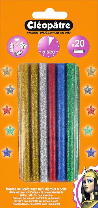 Actual product image Cléopâtre Colour cartridges glitter, 20 pieces, for hot glue guns