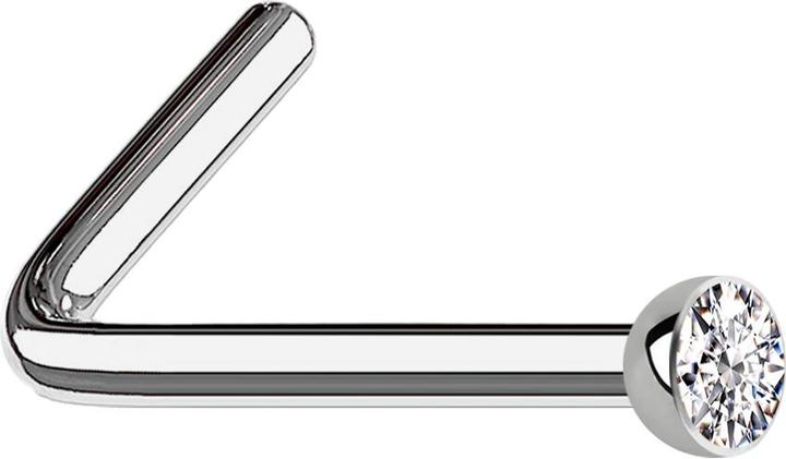 Produktbild Star Piercing Nasenstecker gewinkelt silber mit Kristall silber (Titan G23, ohne Messing)