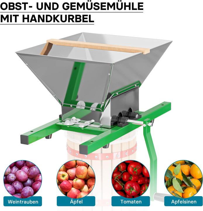 Produktbild Wiltec Set 18L Obstpresse Presstuch Obstmühle 7L Weinpresse Saftpresse