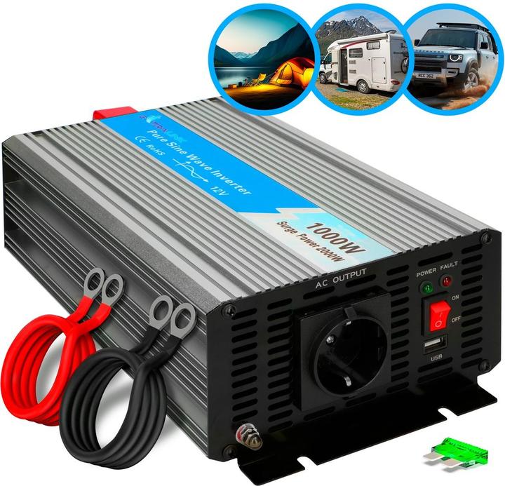 Actual product image Extralink VOLTAGE CONVERTER -,, PURE SINUS OPIP-1000W power adapter/inverter Auto Aluminium