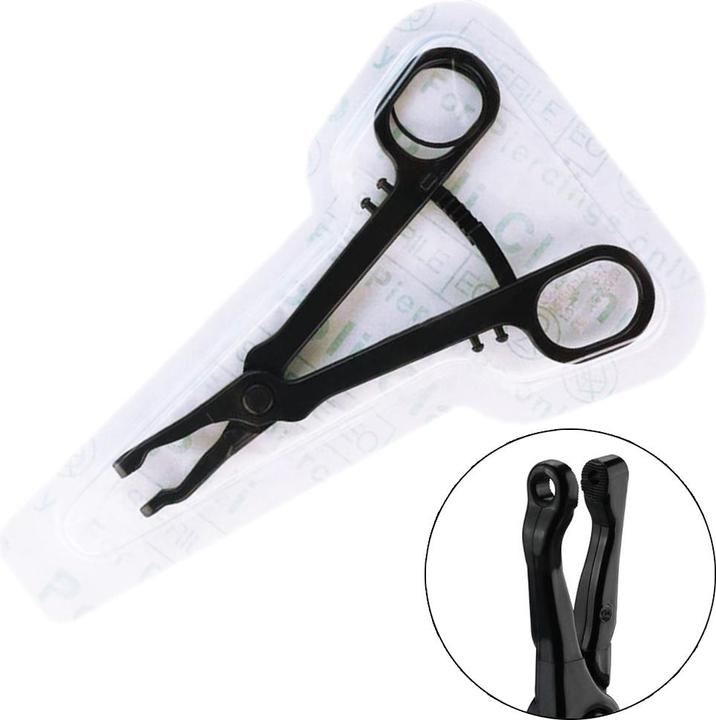 Actual product image Star Piercing Sterile einweg Zange schwarz Gazeklemme universal gezackt (Plastic)