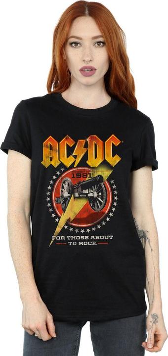 Actual product image AC/DC Womens/Ladies For Those About To Rock 1981 Cotton Boyfriend T-Shirt (M)