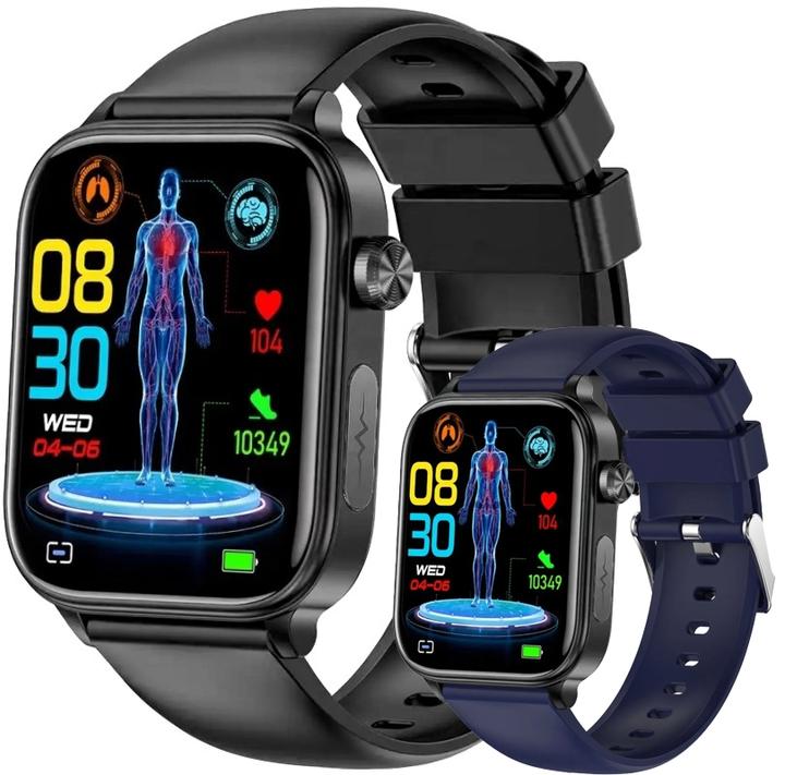 RNCF33 SCHWARZ Herren-Smartwatch + marineblaues Armband