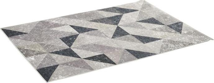 Actual product image Swisshandel24 Carpet with geometric shapes, fleece coating, 120x170cm, dark grey + light grey (170 x 120 cm)