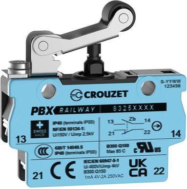 Produktbild Crouzet Mikroschalter, 2A, 600mA, 1 Wechsler, 5.5N, Rollenhebel, IP40, Schraubklemmanschluss