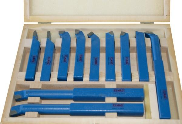 Actual product image Elmag - Drehstähle-Satz 10x10 mm, 11-teilig mit aufgelöteten HM-Platten, in Holzkassette