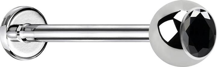 Actual product image Star Piercing Micro Labret silver with ball and crystal black (Surgical steel 316L, without brass)