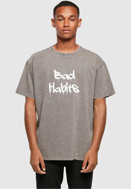 Immagine prodotto Merchcode Bad Habits - Maglietta oversize pesante lavata con acido - 112633 (XXL)