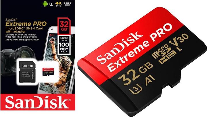 Actual product image SanDisk Extreme PRO UHS-I V30 (32 GB, microSDHC, U3, UHS-I)