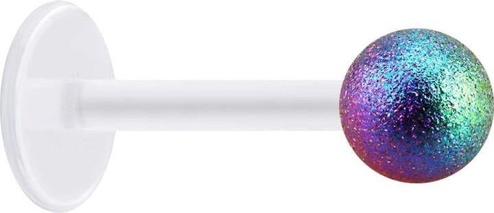 Produktbild Star Piercing Micro Labret transparent mit Kugel farbig gesprenkelt (ohne Messing, Chirurgenstahl 316L, Bioflex)