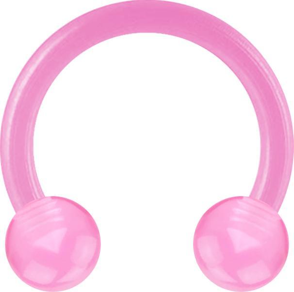 Star Piercing Micro Circular Barbell hellpink transparent mit zwei Kugeln (ohne Messing, Acryl)