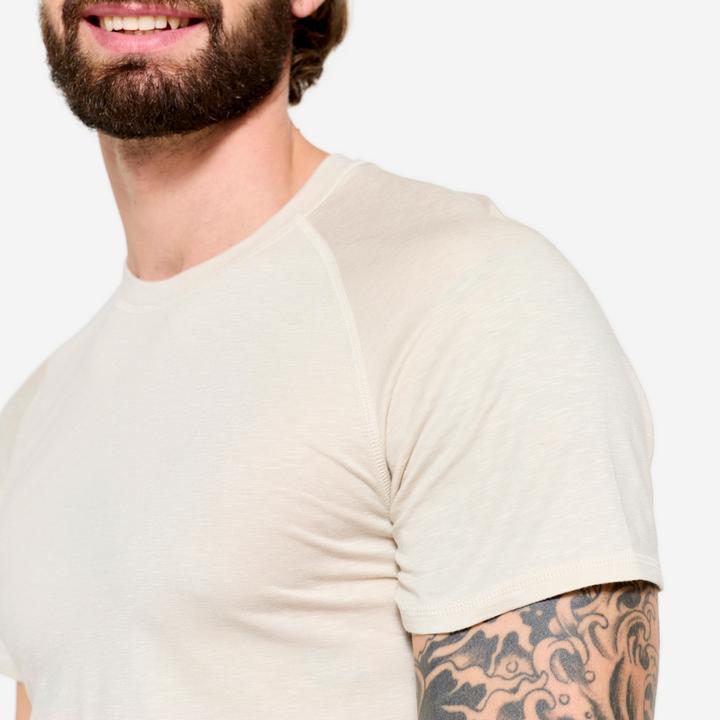 Produktbild Kimjaly Yoga T-Shirt Herren weich - leinenbeige (L)