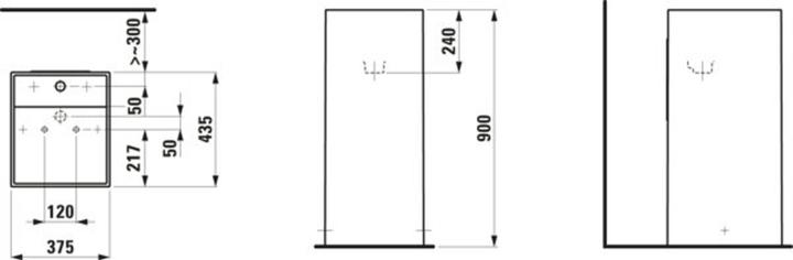 Actual product image Laufen Washbasin KARTELL 375x435x900mm frst o ÜL 2 HL m Dek line (435 mm, 375 mm)