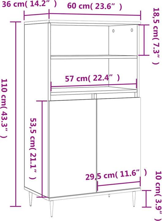 Immagine prodotto VidaXL Omar (60 x 36 x 110 cm)