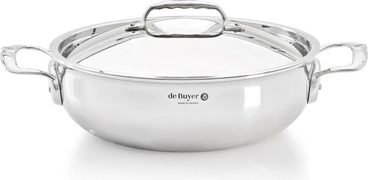 de Buyer AFFINITY frying pan conical 28cm with lid, induction (28 cm, Stainless steel)