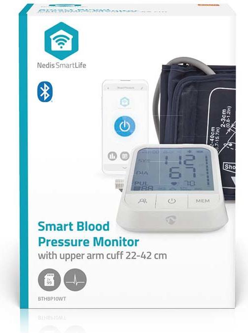 Produktbild Nedis SmartLife Blutdruckmessgerät | Arm | Bluetooth | LCD-Anzeige | 22 - 42 cm | Anzeige des Stillh (Blutdruckmessgerät Oberarm)