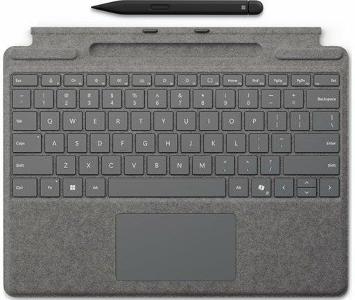 Microsoft MS Surface Zubehör Type Cover für 8/9/10/11 Pro inkl. Slim 2 Pen *platinum* - Englisch Intl (Eng. Int., Kabelgebunden)