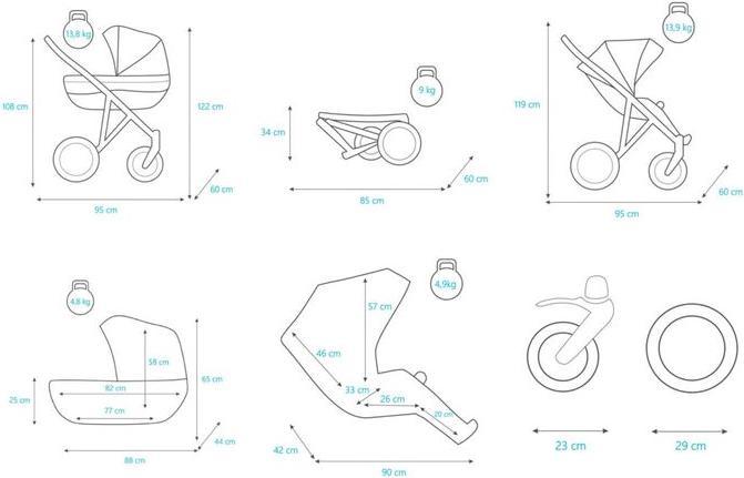 Immagine prodotto Kunert Passeggino Mila premium, grigio crema, incluso seggiolino auto Trix, set 3in1