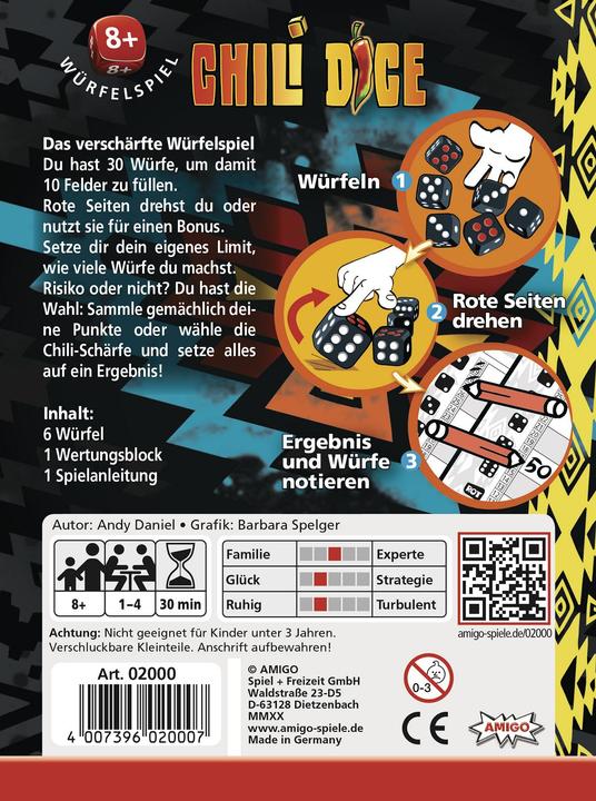 Actual product image Amigo Chili Dice, d from 8 years, 1-4 players, dice game, family game (German, English)