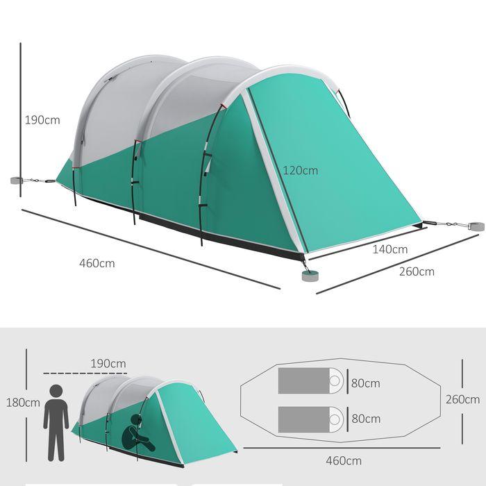 Produktbild Swisshandel24 Tunnelzelt Campingzelt 5 Personen Familienzelt 2 Räume Tragetasche 3000mm Gruppenzelt Grün (Tunnelzelt, 5 Personen)