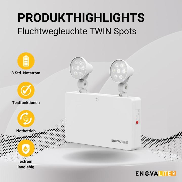 Image du produit Enovalite Luminaire de chemin de fuite à LED, 6 W, Twin Spot, montage mural