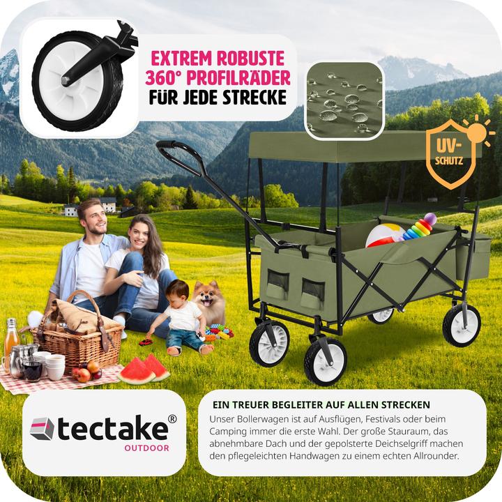 Produktbild tectake Faltbarer Bollerwagen mit Dach und Tragetasche