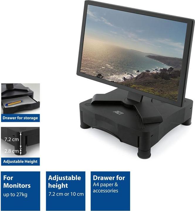 Actual product image Monitor stand with one drawer, adjustable height