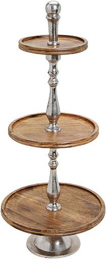 Produktbild G. Wurm Etagere 3er Mangoholz/Metall 97cm H, 26,34,45cm Ø