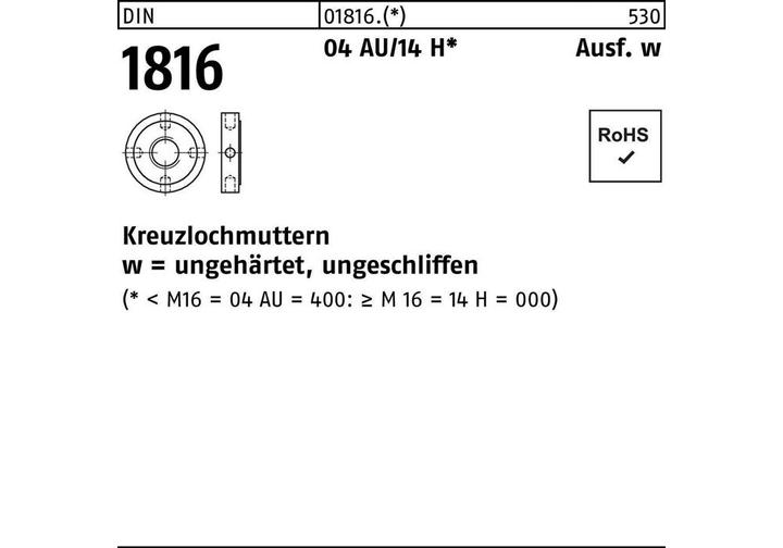 Actual product image Cross hole nut DIN 1816 M 20 x 1.5 Free cutting steel/14 H