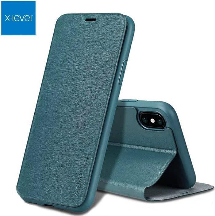 Image du produit X-Level iPhone 12 / 12 Pro - FIBColor Flip Etui, Kunstleder, 360° Rundumschutz, Dunkelgrün (Apple iPhone 12 Pro, Apple iPhone 12)