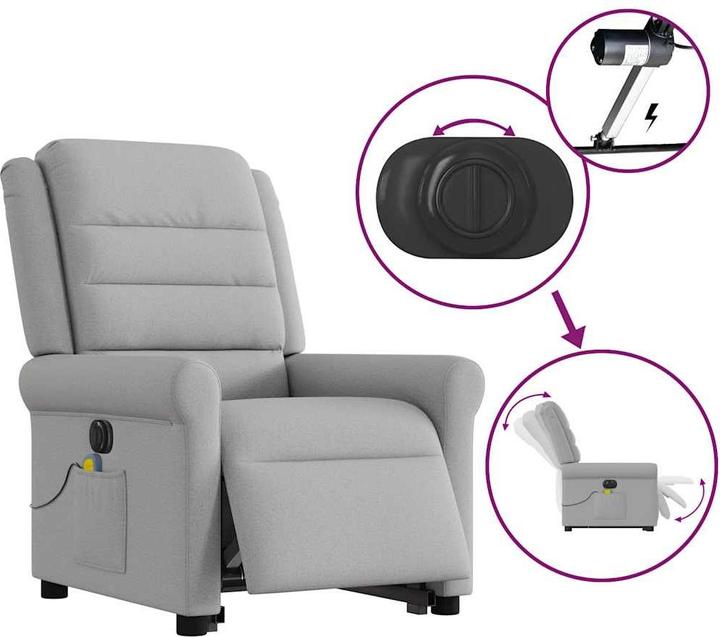 Produktbild VidaXL Massagesessel mit Aufstehhilfe Elektrisch Wolkengrau Stoff