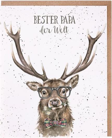 Immagine prodotto Wrendale Design Vatertagskarte - Hirsch BESTER PAPA DER WELT Wrendale Designs (1 pz.)