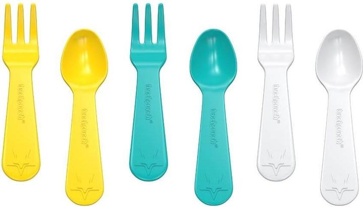 Actual product image Lunch Punch Mini Cutlery Set of 6 Yellow (3 Piece, Pitchfork)