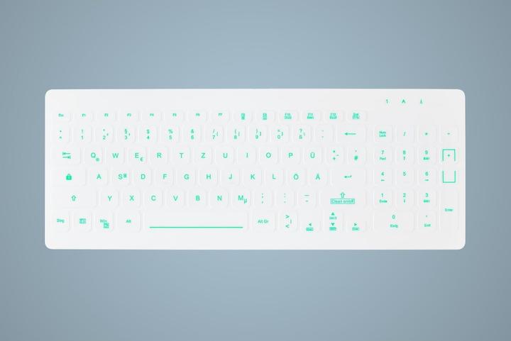 Produktbild Active Key Hygiene Backlit Compact Keyboard with NumPad Fully Sealed Watertight USB White (DE, Kabelgebunden)