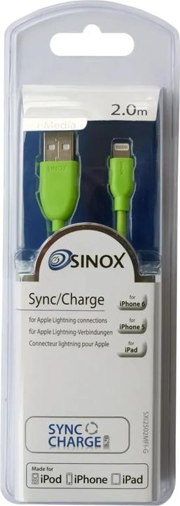 Produktbild Sinox i-Media - Lightning Kabel - USB Stecker auf Lightning Stecker - 2 m - grün - für Apple iPad/iP (2 m, USB 2.0)