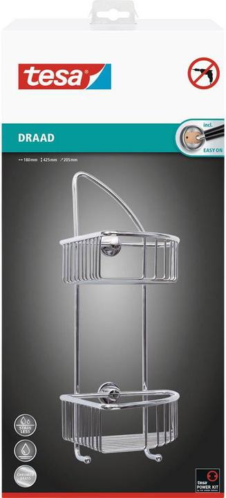 Actual product image tesa DRAAD shower basket incl. adhesive solution without drilling