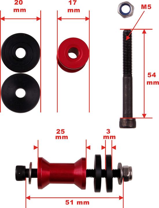 Actual product image Kuza engine spacers 25-31mm adjustable 50-70cc m5 4pcs (standoff)
