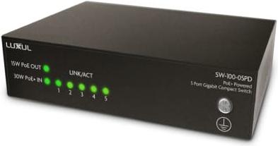 Image du produit Luxul Wireless SW-100-05PD Commutateur réseau non géré Power over Ethernet (PoE) Noir