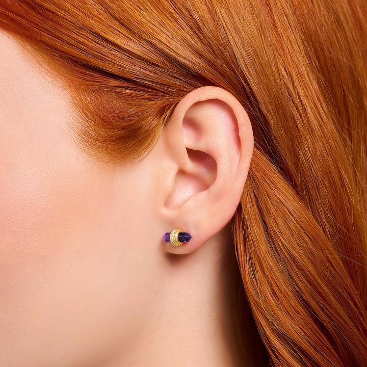 Image du produit Thomas Sabo Boucles d'oreilles avec cristal Onyx violet doré (Argent sterling 925, Or jaune 750 plaqué or)