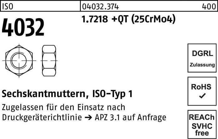 Immagine prodotto Bufab Dado esagonale ISO 4032 M 27 1.7218 +QT (25CrMo4) (M27)